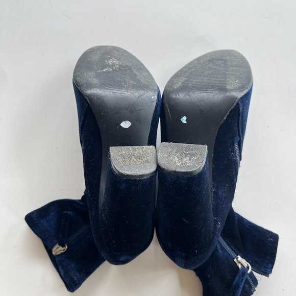STEVE MADDEN Womens Bdit Blue Velvet Block-Heel Sock Booties Size 7M Ankle Boots - Picture 6 of 6